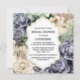 Convites Moldura elegante de flor branca roxa roxa roxa