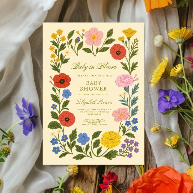 Convites Moldura Floral Bebê em Flor Chá de Bebê (Criador carregado)