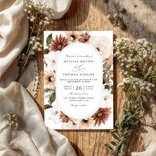 Convites Moldura Floral Boho Acrílica Casamento Código QR E