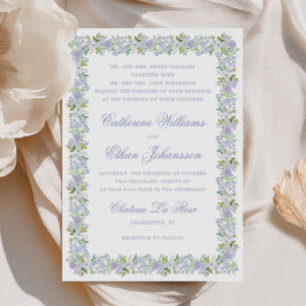 Convites Moldura Floral de Casamento Lavender Cottage