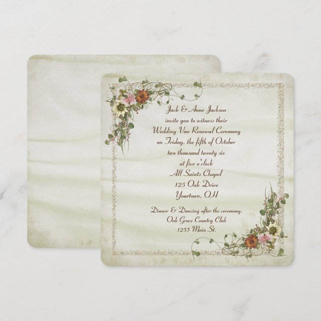 Convites Moldura floral de hera de outono para casamento (Frente/Verso)