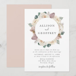 Convites Moldura Floral de Rosas e Orquídeas em Aquarela Ca