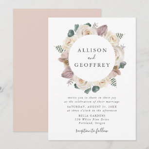 Convites Moldura Floral de Rosas e Orquídeas em Aquarela Ca