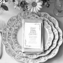 Convites Moldura Floral Dourada de 25º Aniversário de Casam