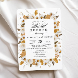 Convites Moldura Floral em Aquarela Amarelo de Outono e Bra