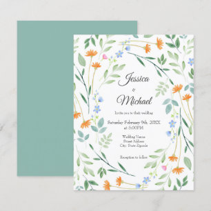 Convites Moldura Floral Mistura de Cores Aquáticas