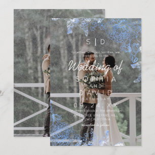 Convites Moldura Floral Moderna Foto Casamento Moderno