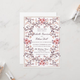 Convites Moldura Floral Romântica em Aquarela - Tons de Out