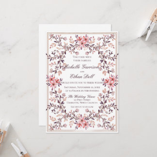 Convites Moldura Floral Romântica em Aquarela - Tons de Out