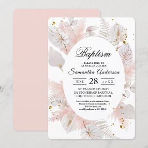 Convites Moldura Floral Rosa e Douradas do Pastel