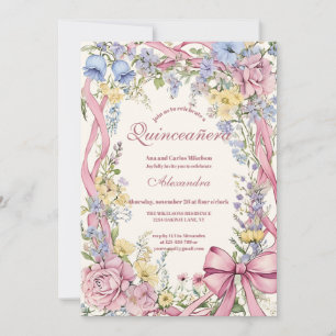 Convites Moldura floral vintage Quinceañera