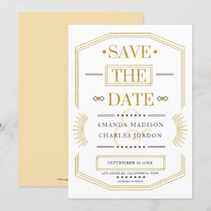 Convites Moldura geométrica Art-deco para salvar a data