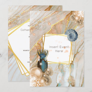 Convites Moldura geométrica de ouro de esquadrão com casc
