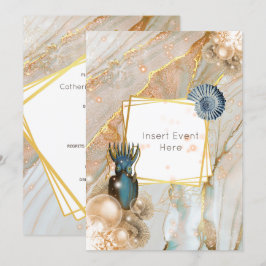 Convites Moldura geométrica de ouro de esquadrão com casca