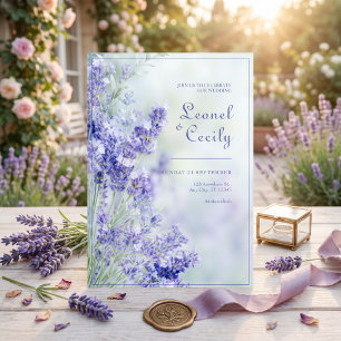 Convites Moldura Lavanda Romântica Azul Nebulosa