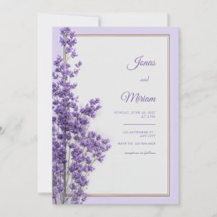 Convites Moldura Lilás Pastel Dourado Romântico Lavanda
