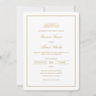Convites Moldura Moderna Minimalista Dourada Casamento Muçu