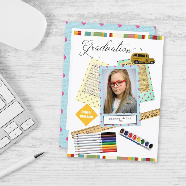 Convites Moldura Moderna para Foto de Formatura Infantil (Criador carregado)
