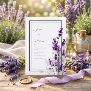 Convites Moldura Moderno Roxo Lavanda Preto Roxo Casamento
