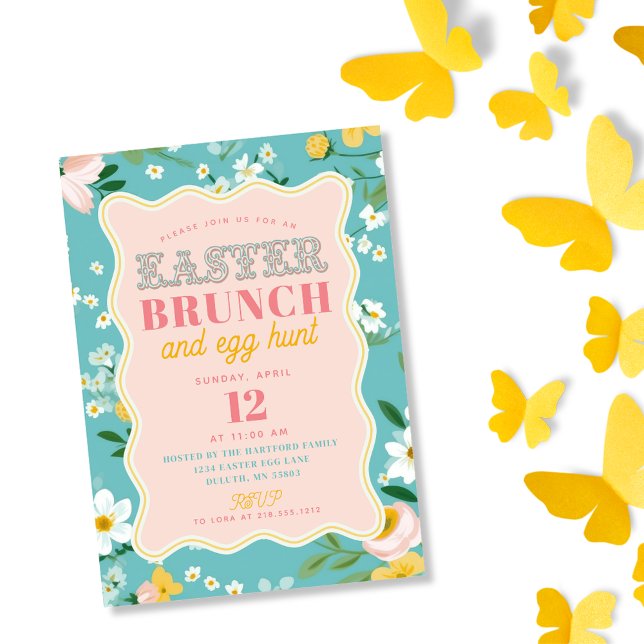 Convites Moldura Ondulada de Flores de Primavera Brunch de  (Criador carregado)