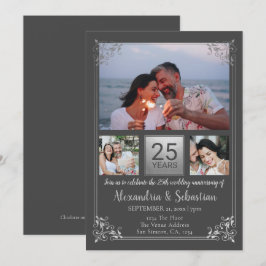 Convites Moldura Personalizada para Bodas de 25 Anos de Cas