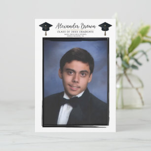 Convites Moldura Preta de Foto Moderna com Capelo de Format
