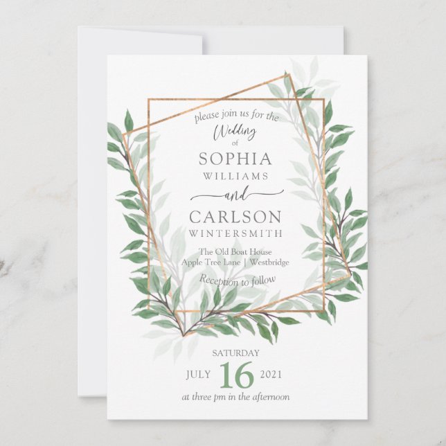 Convites Moldura russa de Summer Greenery, (Frente)