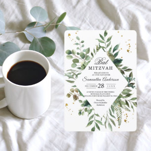 Convites Moldura Verde Moderna e Pontos Dourados