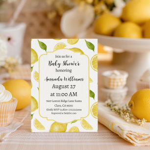 Convites Moldura Vintage Amarelo Limão Mimoso Baby Shower