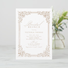 Convites Moldura Vintage Neutra Brunch de Noiva Elegante