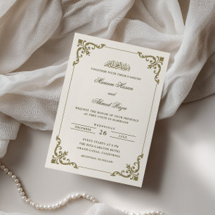 Convites Moldura Vitoriana Antiga Casamento Muçulmano Marro