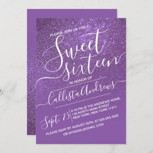 Convites Mole Glitter Violeta Roxa Doce 16
