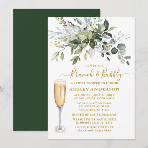 Convites Molho Botânico de Aquarela Brunch Dourado