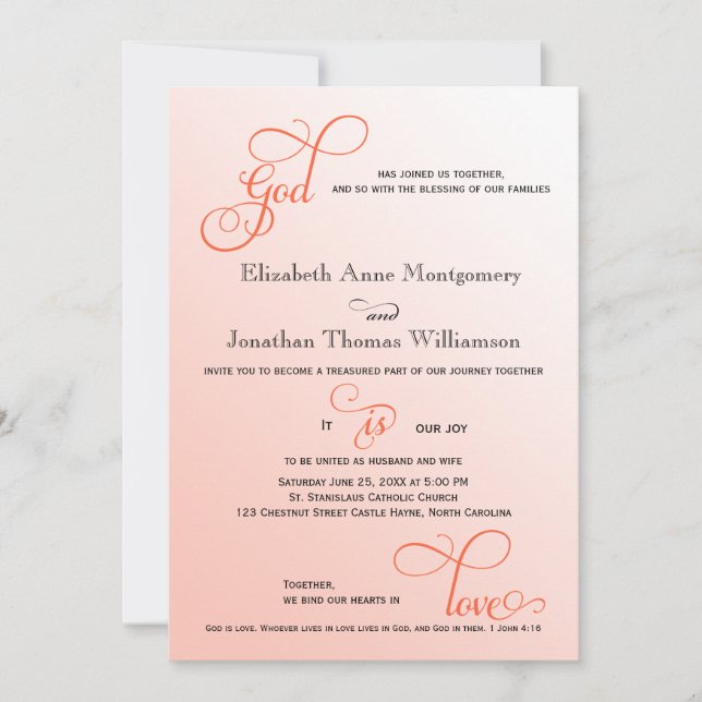 Convites Molho de Melão Deus é Casamento Cristão de Amor (Frente)