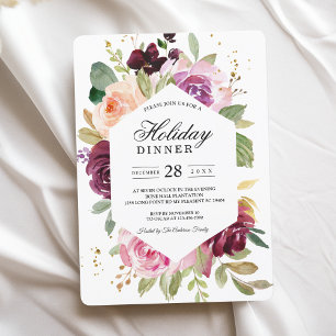 Convites Molody & Rustic Burgundy Watercolor Frame Floral