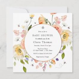 Convites Mom to BEE Floral Baby Shower Invitation
