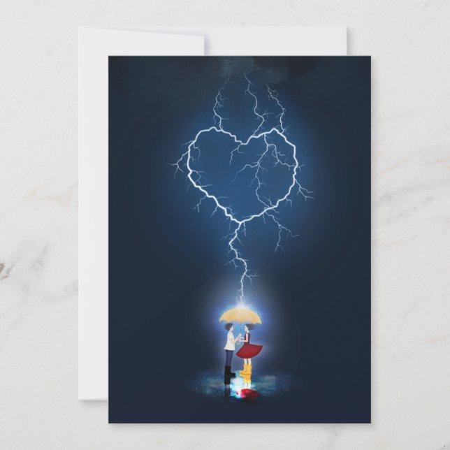 Convites Momento Romântico "Lovainck" sob um guarda-chuva (Frente)