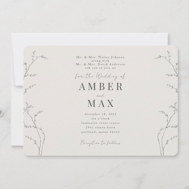 Convites Momentos Simples Ambos os Pais Cream Arredondados (Frente)