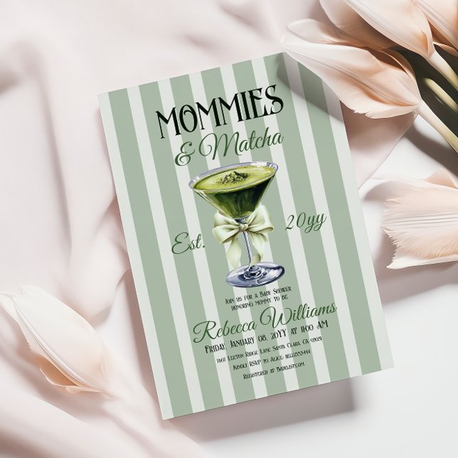 Convites Mommies e Matcha Olive Arco Chá de fraldas (Criador carregado)