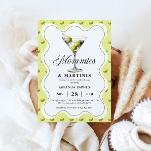 Convites Mommies & Martinis Olive Martini Chá de fraldas de
