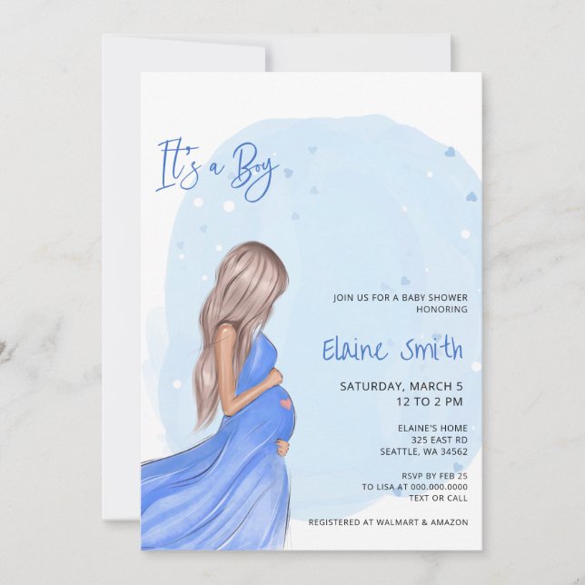 Convites Mommy to Be Blue Its a Boy Baby Shower Invitation (Frente)