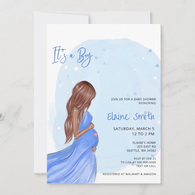Convites Mommy to Be Blue Its a Boy Baby Shower Invitation (Frente)