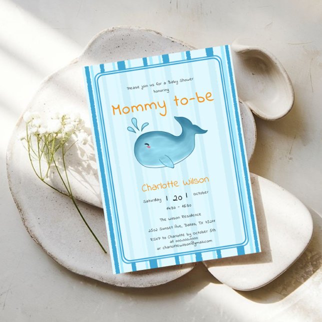 Convites Mommy To Be Cute Whale Baby Shower (Criador carregado)