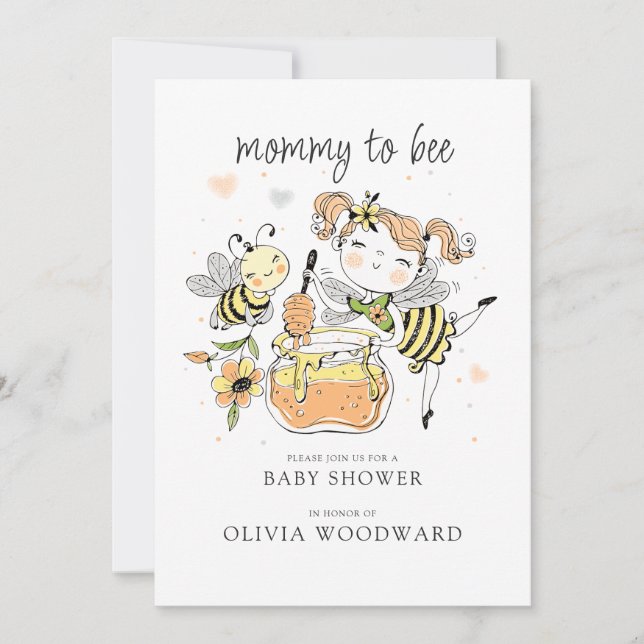 Convites Mommy To Bee Baby Shower  (Frente)