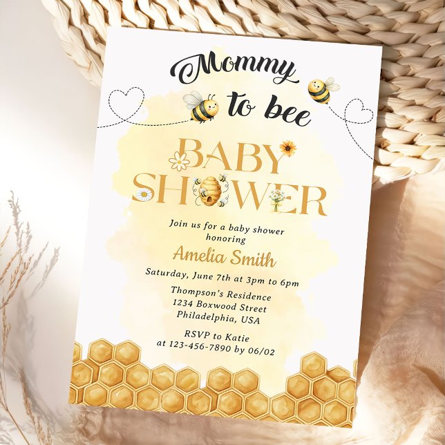 Convites Mommy To Bee Baby Shower Invitation (Criador carregado)