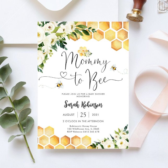 Convites Mommy to Bee Baby Shower Invitation (Criador carregado)