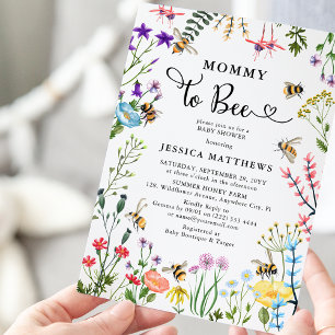 Convites Mommy to-Bee Wildflower & BumbleBee Baby Shower