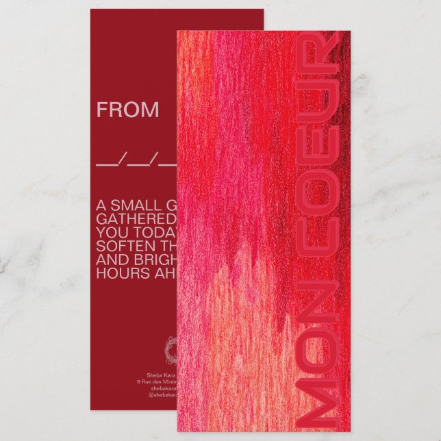 Convites Mon Coeur Message Card (Frente/Verso)