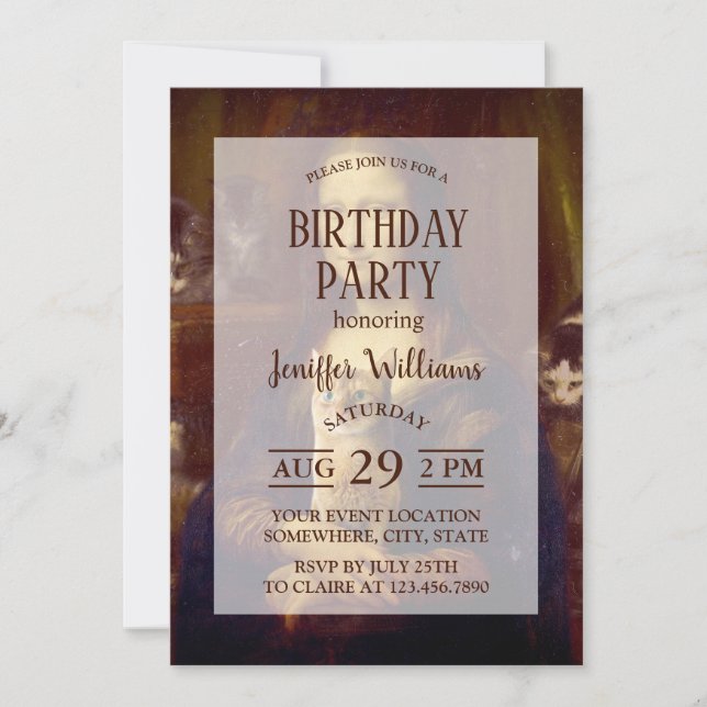 Convites Mona Lisa e seu gato (Frente)