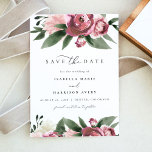Convites MONET - Jardim Floral Rosa Dusty Salve a Data<br><div class="desc">Esta opção salva a data apresenta florais cor d'água poeirentos cor-de-rosa e uma fonte elegante de script. Esta é a data perfeita para o seu casamento boêmico,  primavera ou jardim.</div>